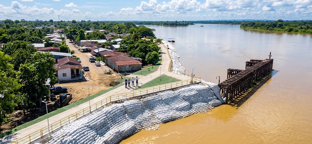 Dique de Protección Ribereño y Obras de Mitigación Una obra de ingeniería e infraestructura crítica para la seguridad del municipio. Protege al casco urbano frente a las crecientes del río Magdalena y las inundaciones en temporadas invernales, garantizando la estabilidad de la comunidad.